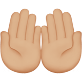 palmas hacia arriba juntas: tono de piel claro medio