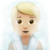 persona en una sauna: tono de piel claro medio