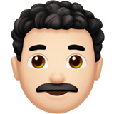 hombre: tono de piel claro y pelo rizado