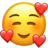 Cara sonriendo con corazones