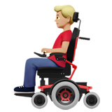 hombre en silla de ruedas eléctrica: tono de piel claro medio