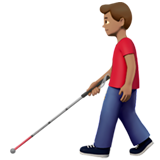 hombre con bastón: tono de piel medio