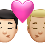 beso: hombre, hombre, tono de piel claro, tono de piel claro medio