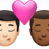 beso: hombre, hombre, tono de piel claro, tono de piel oscuro medio