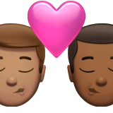 beso: hombre, hombre, tono de piel medio, tono de piel oscuro medio