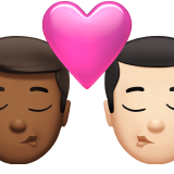 beso: hombre, hombre, tono de piel oscuro medio, tono de piel claro