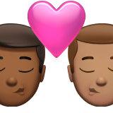 beso: hombre, hombre, tono de piel oscuro medio, tono de piel medio