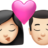 beso: mujer, hombre, tono de piel claro