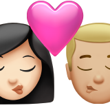 beso: mujer, hombre, tono de piel claro, tono de piel claro medio