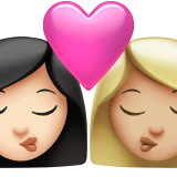 beso: mujer, mujer, tono de piel claro, tono de piel claro medio