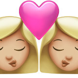 beso: mujer, mujer, tono de piel claro medio