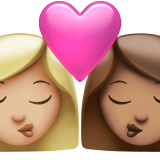 beso: mujer, mujer, tono de piel claro medio, tono de piel medio