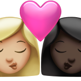 beso: mujer, mujer, tono de piel claro medio, tono de piel oscuro