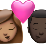 beso: mujer, hombre, tono de piel medio, tono de piel oscuro