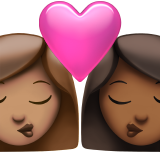 beso: mujer, mujer, tono de piel medio, tono de piel oscuro medio