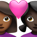 pareja enamorada: mujer, mujer, tono de piel oscuro medio, tono de piel oscuro