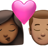 beso: mujer, hombre, tono de piel oscuro medio, tono de piel medio