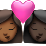 beso: mujer, mujer, tono de piel oscuro medio, tono de piel oscuro
