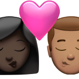 beso: mujer, hombre, tono de piel oscuro, tono de piel medio