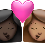 beso: mujer, mujer, tono de piel oscuro, tono de piel medio