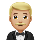 hombre con esmoquin: tono de piel claro medio