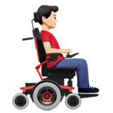 hombre en silla de ruedas eléctrica: tono de piel claro y hacia la derecha