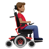 hombre en silla de ruedas eléctrica: tono de piel medio y hacia la derecha