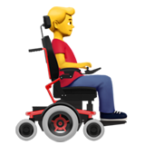 hombre en silla de ruedas eléctrica: hacia la derecha