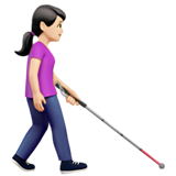 mujer con bastón: tono de piel claro y hacia la derecha