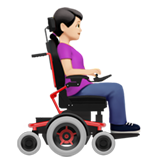 mujer en silla de ruedas eléctrica: tono de piel claro y hacia la derecha