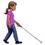 mujer con bastón: tono de piel medio y hacia la derecha