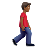 hombre caminando: tono de piel oscuro medio y hacia la derecha