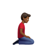 hombre de rodillas: tono de piel oscuro medio y hacia la derecha