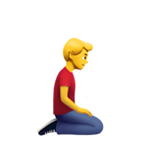 hombre de rodillas: hacia la derecha