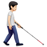 persona con bastón: tono de piel claro y hacia la derecha