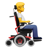 persona en silla de ruedas eléctrica: hacia la derecha