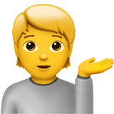 Emoticono de una mujer que extiende la mano