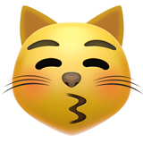 Emoticono de un gato que da un beso
