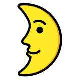 Luna de cuarto creciente con cara - OpenMoji