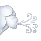 Emoji de una mujer que sopla una nuble