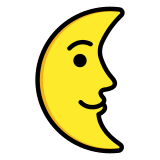 Luna de cuarto menguante con cara - OpenMoji