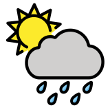 Sol detrás de una nube con lluvia - OpenMoji