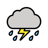 Nube con rayo y lluvia - OpenMoji