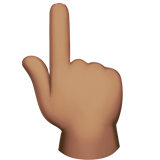 dorso de mano con índice hacia arriba: tono de piel medio