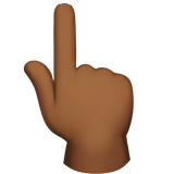 dorso de mano con índice hacia arriba: tono de piel oscuro medio