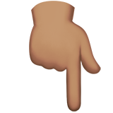 dorso de mano con índice hacia abajo: tono de piel medio