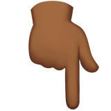 dorso de mano con índice hacia abajo: tono de piel oscuro medio