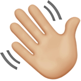 mano saludando: tono de piel claro medio