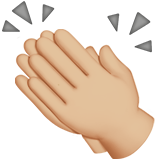 manos aplaudiendo: tono de piel claro medio