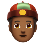 persona con gorro chino: tono de piel oscuro medio